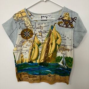 100% Cotton Sailing Adventure Map Print Women's Tee